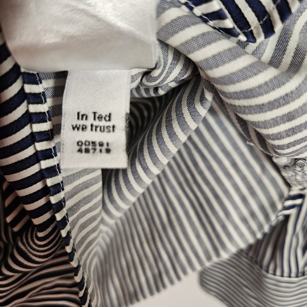 Ted Baker London Archive Men’s Blue White Striped Button Up Shirt 16 French Cuff - Picture 13 of 13